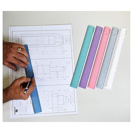 Acrimet Plastic Ruler 12 Inches/ 30 Centimeters, Measuring Device Tool for Student, School, Office, Heavy Duty (Pastel Assorted Color) (6 Pack)