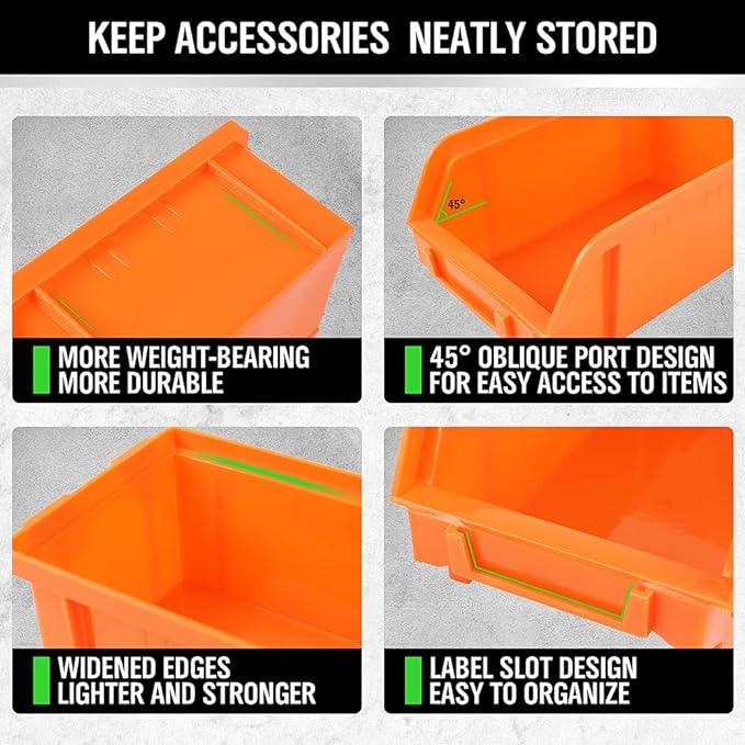 SWANLAKE GARDEN TOOLS 30-Bin Wall-Mounted Storage Bins, Heavy-Duty Garage Tool