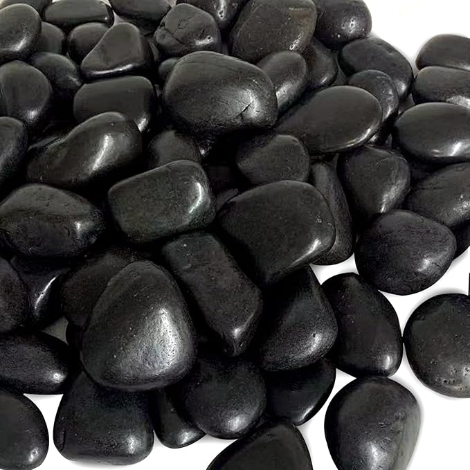 FANTIAN 10 Pounds Natural Black Pebbles Rocks for Plants– 2-3 Inch Ornamental Black River Rocks for Garden Landscaping Home Décor Yard Paving Fountain and Outdoor Decorative Black Stones