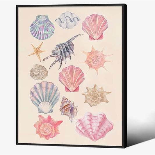Pink Shell Posters Funky Coastal Cowgirl Wall Art Vintage Beach House