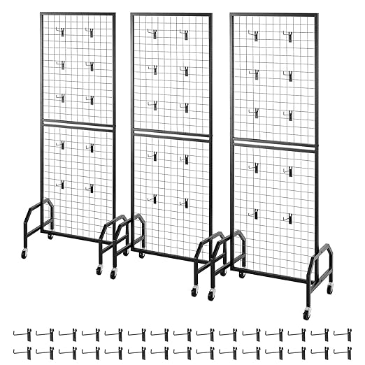 VEVOR 3 Packs Grid Wall Panels, 1.9 x 5.4 ft Wire Grid Panels Display Rack