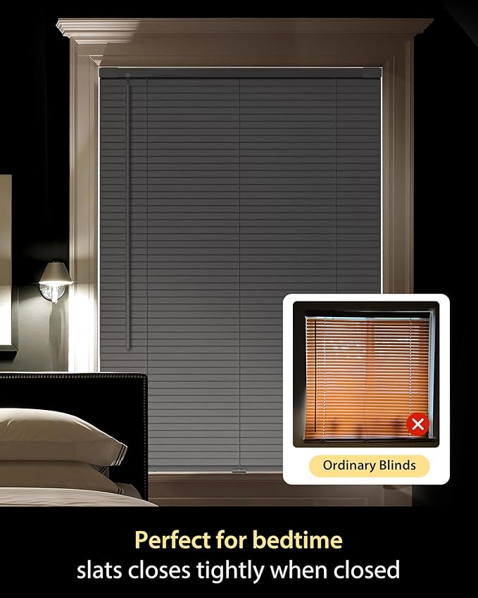 UNISHADES Custom No Tools No Drill Cordless Mini Blinds, 100% Privacy L-Shaped