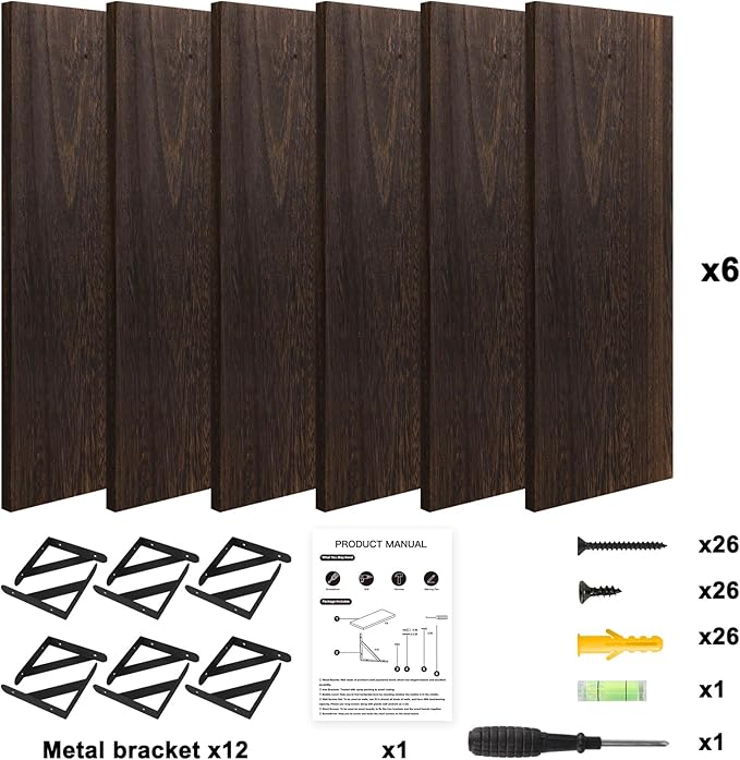 YGEOMER Brown Floating Shelves for Wall, 16.5 Inch Farmhouse Wall Shelves for