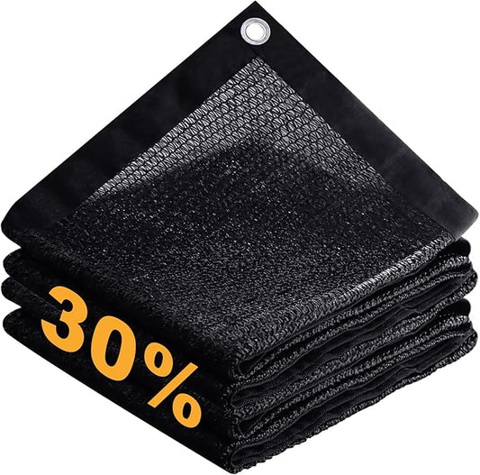 DIFY 8Ã8 FT, 30% Shade Fabric Sun Shade Cloth with Grommets, Black Outdoor Mesh Trap for Garden Plants Cover, Greenhouse, Chicken Coop, Black Patio Netting