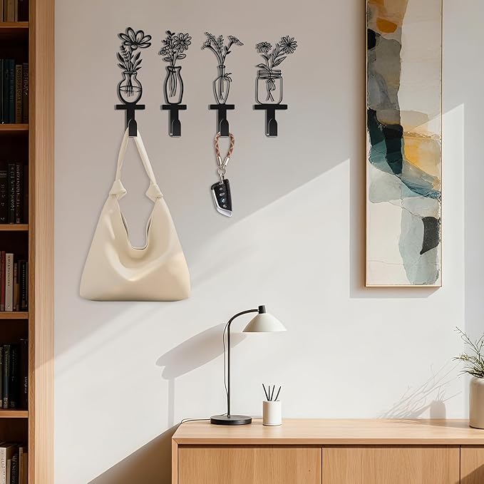 Decorative Wall Hooks, Metal Flowers Wall Decor