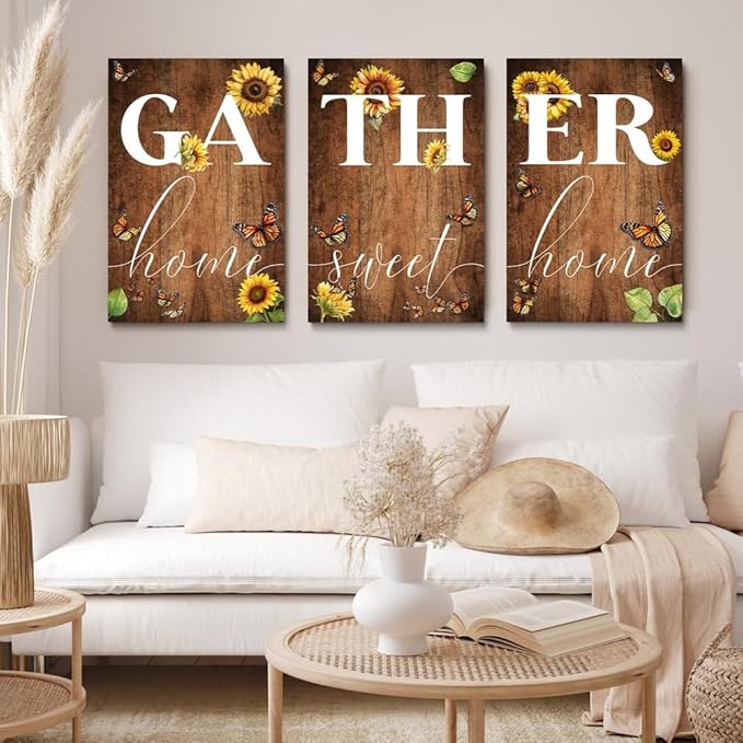 GUBIYU Farmhouse Dining Room Wall Art Gather Signs