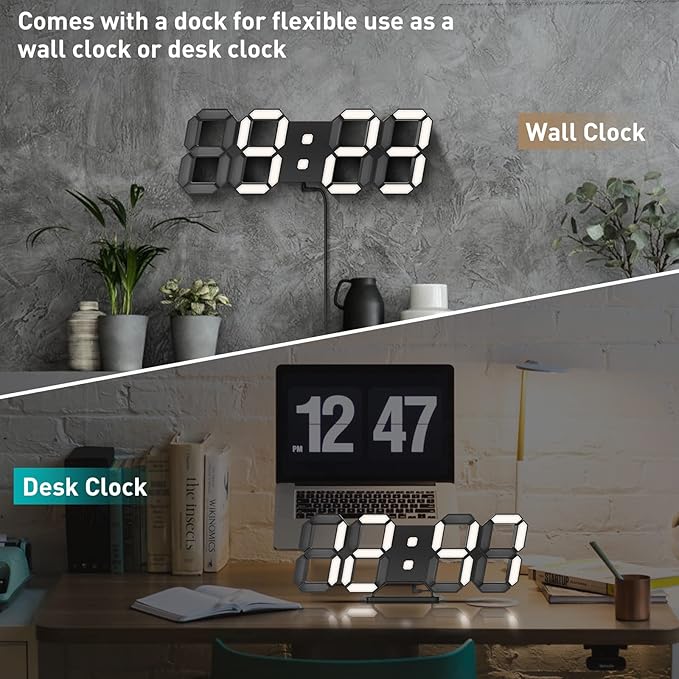 3D LED Clock Desk Alarm Clock Wall Clock