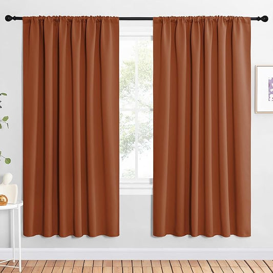NICETOWN 2 Panels Blackout Curtains, Rod Pocket Window Curtains Room Darkning