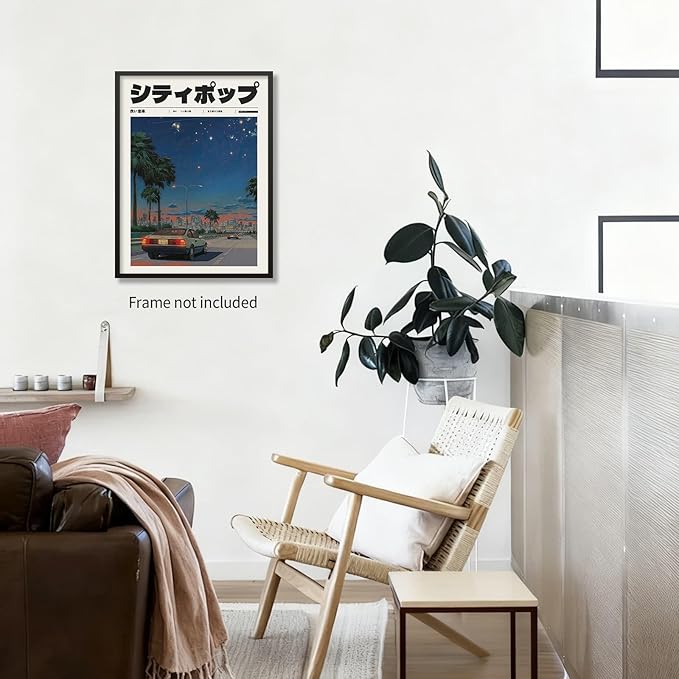 Heltrappe Vintage Japanese Canvas Wall Art 90s Vaporwave Aesthetic Print Asian