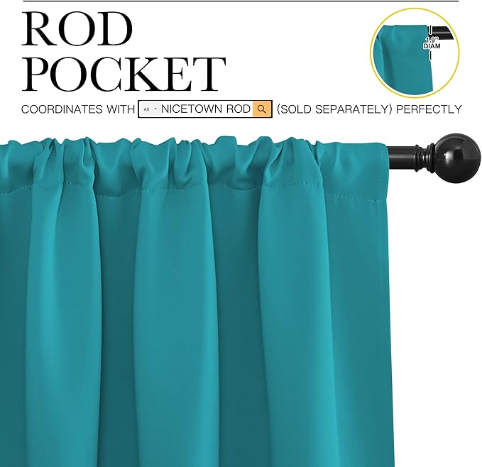 NICETOWN Peacock Blue Blackout Curtains Panels