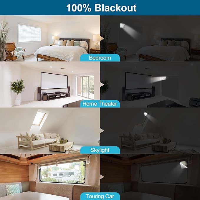 100% Blackout Curtains for Bedroom, Portable DIY Window Blinds, No Drill Window