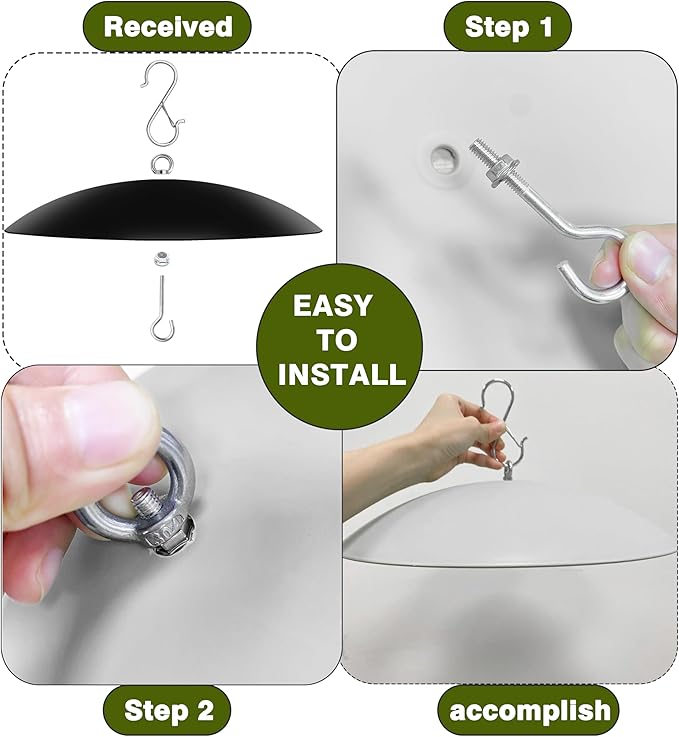 13" Bird Feeder Rain Guard, Hummingbird Feeder's Shade Dome Cover, Hanging Baffle for Bird Feeders Pole,Smart Birds Feeder Umbrella (Black), 3 Pack