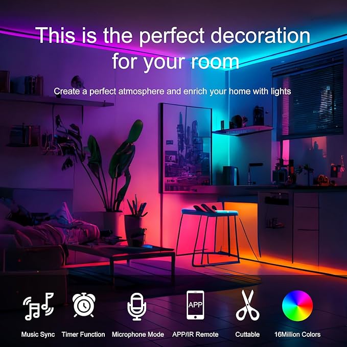 HBOWMDJIA Led Lights for Bedroom 200 FT,