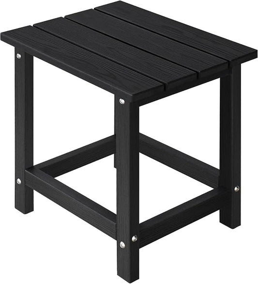 LZRS HDPE Adirondack Side Table - Small Outdoor Table for Patio, Deck, Garden & Poolside,Eco-Friendly,Sturdy and Easy Assemble, Black