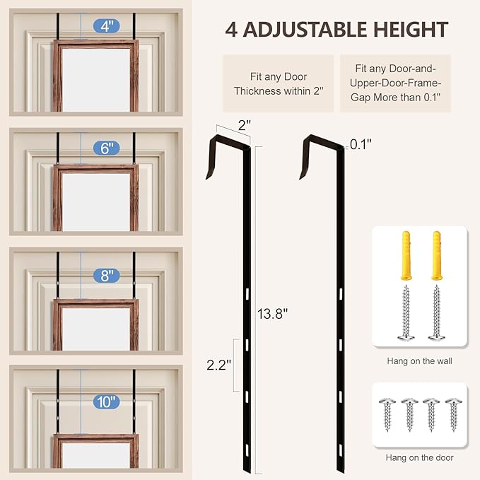 48"x14" Door Mirror, Rustic Full Length Mirror, Over The Door Hanging Mirrors