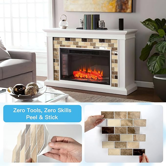 Art3d Peel and Stick Backsplash Tiles – 12"x12" Yellow Jasper Thicker Design