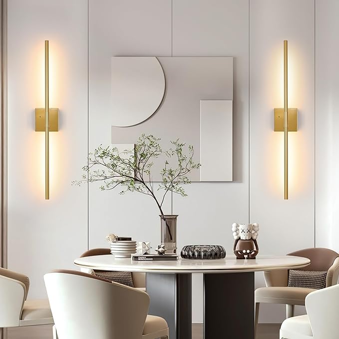 Morauroral Gold Battery Operated Wall Sconces, Dimmable Wall Sconces