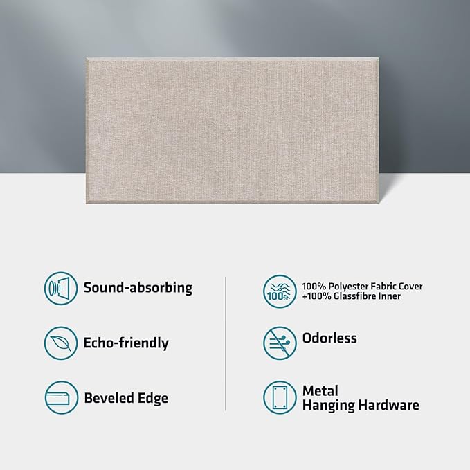 UMIACOUSTICS 2 PCS Acoustic Panel, 47.2" x 23.6" x 2" Fiberglass Sound Proof