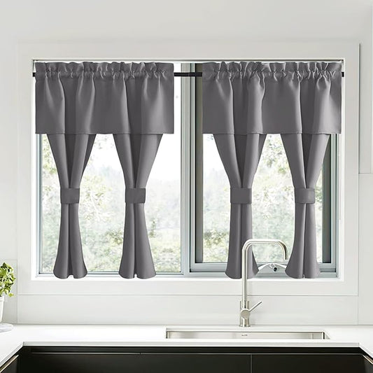 NICETOWN Short Curtains with Attached Valance