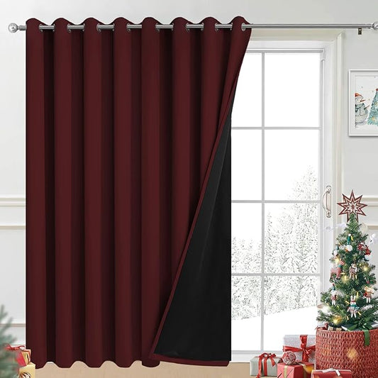 Yakamok Total Blackout Extra Wide Patio Sliding Door Curtains, Grommet Thermal