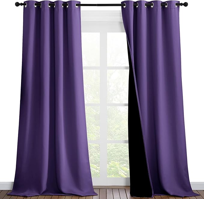 NICETOWN Lilac Purple Full Shade Curtain Panels, Pair of Thermal Insulated &
