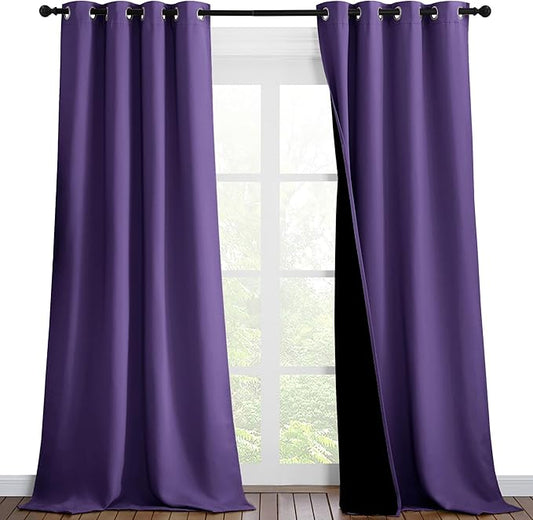 NICETOWN Lilac Purple Full Shade Curtain Panels, Pair of Thermal Insulated &