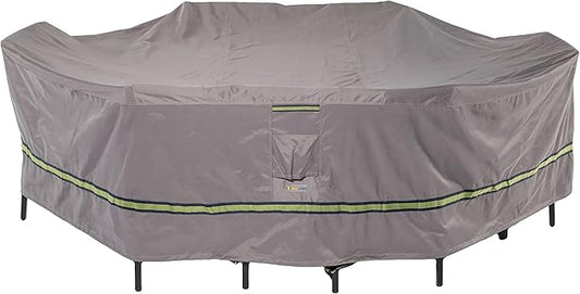 DUCKCOVERS Soteria Waterproof 96 Inch Rectangular/Oval Patio Table with Chairs Cover, Outdoor Table and Chair Cover
