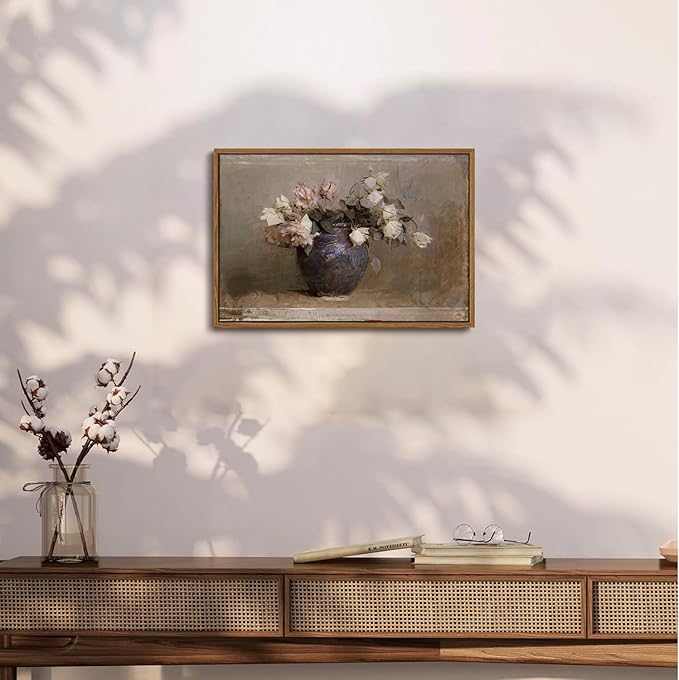 OIQArtOIQ Vintage Landscape Canvas Wall Art Framed Natural Scenery Painting