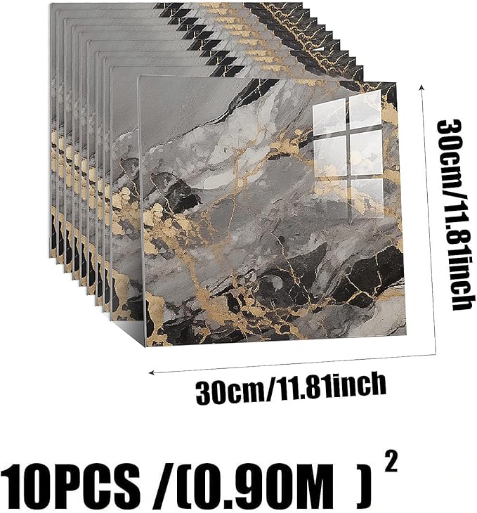 10pcs Peel and Stick Tile Shower Waterproof Marble Tiles Wall Panels,