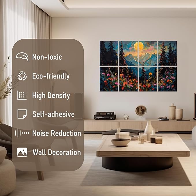 FurnoFlexArt Acoustic Panels Tiles Decorative Room Sound Proof Foam Absorbing