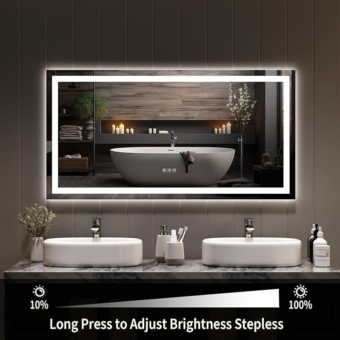 LED Bathroom Mirror 50 x 26 inch, Lighted Bathroom Vanity Mirror