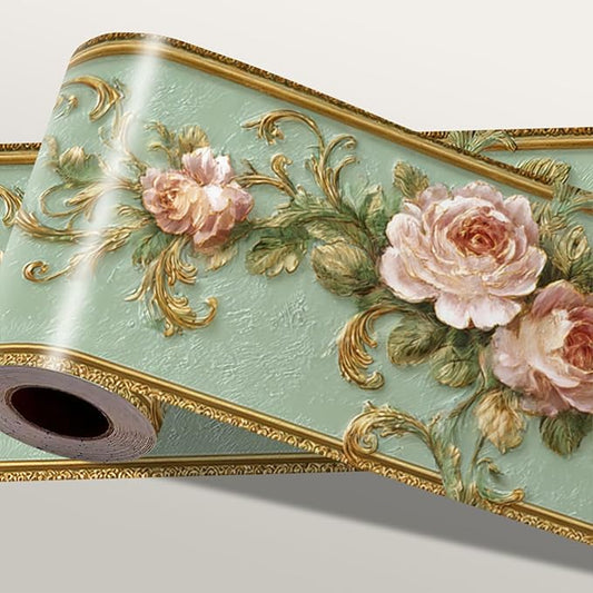 Vintage Rose Wall Border 196x4 Inch Peel and Stick Floral Wallpaper Border
