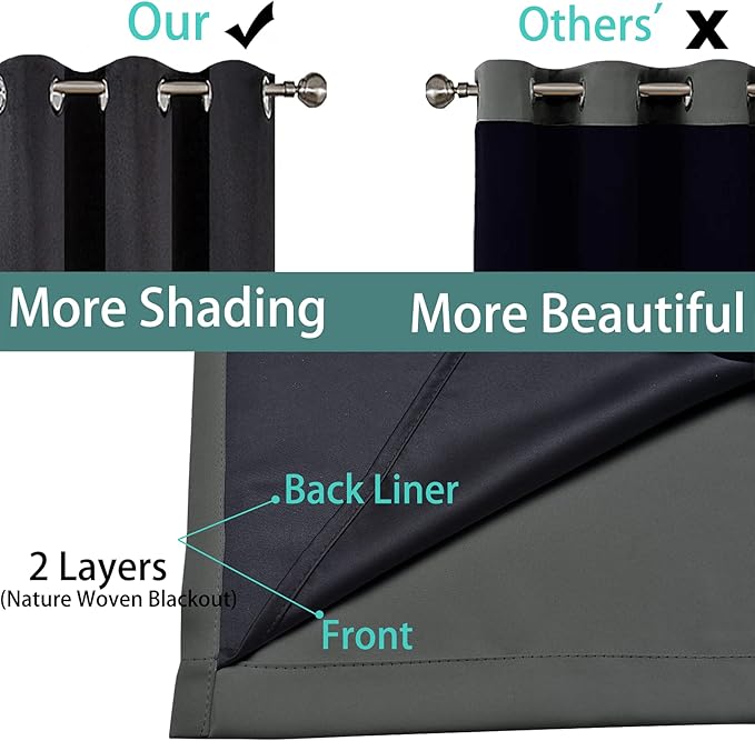 Yakamok 63 Inch Length 100% Blackout Curtains