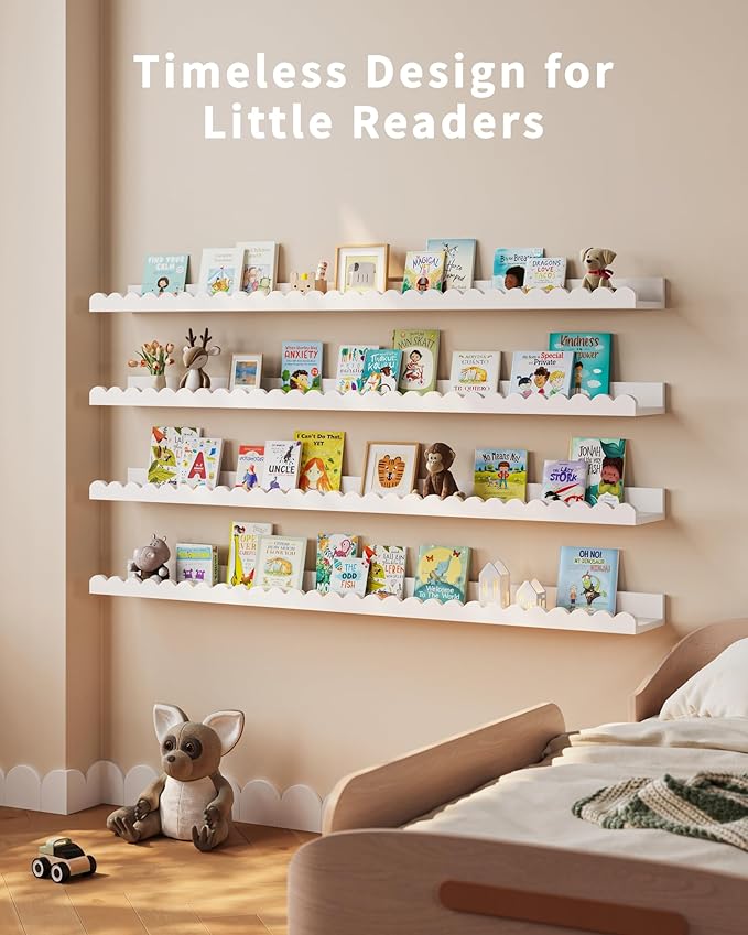 Shario Nursery Book Shelves, Scalloped Shelves, Wall Book Shelves