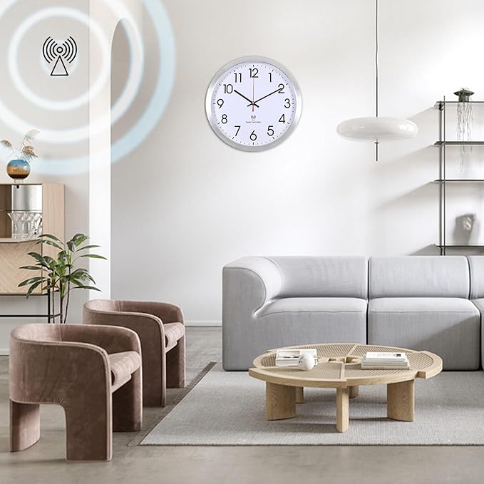 Atomic Analog Wall Clock, 14Inch Radio Controlled Sets Automatically Wall Clock