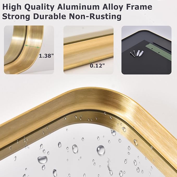 Easly 30 x 22 Inch Gold Bathroom Mirror