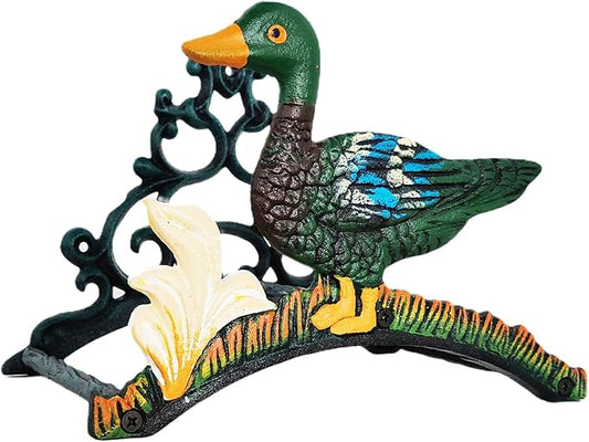 Garden Hose Holder Cast Iron Heavy Duty Water Hose Hanger, Outside Wall Mount, Solid Metal Decorative Rack/Organizer/Stand, Easy to Install, Hold Up to 50/75/100 ft (Hose holder - Duck)