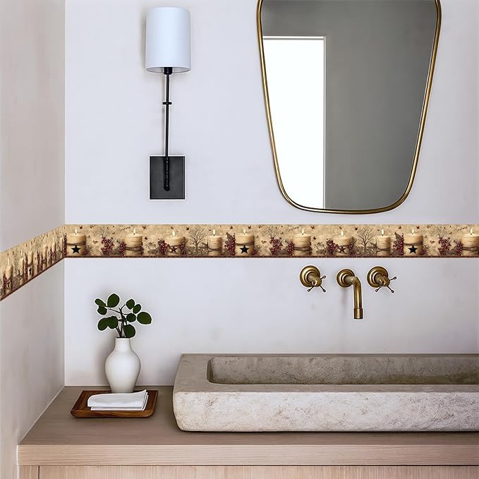 Rustic Farmhouse Wallpaper Border Peel and Stick 196x4 Inch Removable Wall