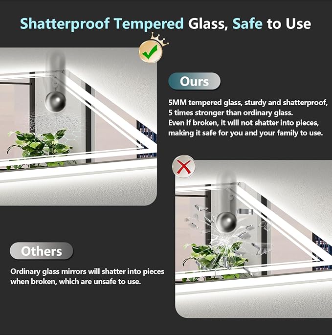 72x32 LED Bathroom Mirror with Lights, Backlit and Front Lit Anti-Fog Lighted