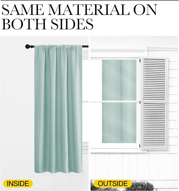 NICETOWN Window Curtains Blackout Drapes, Aqua Blue, 1 Pair, 52 by 72-Inch