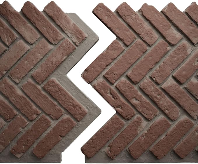 EverStone Herringbone Faux Brick Panel, 46 1/2"W x 25 1/4"H x 1"D, Old Chicago