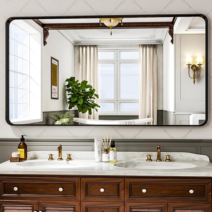 55"x 30" Black Bathroom Mirror
