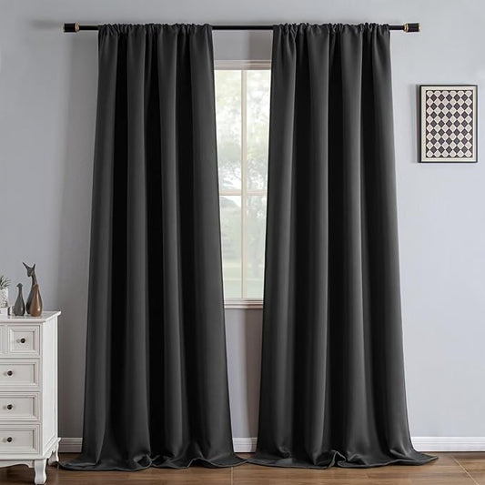 IGEMAEVE Blackout Curtains 96 Inch Length 2 Panels Set, Rod Pocket Energy