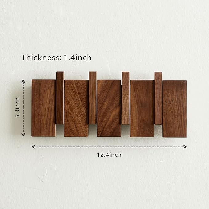 QUELLANCE Wooden Coat Hooks Wall Mounted, Coat Rack Hanger Wall Mount