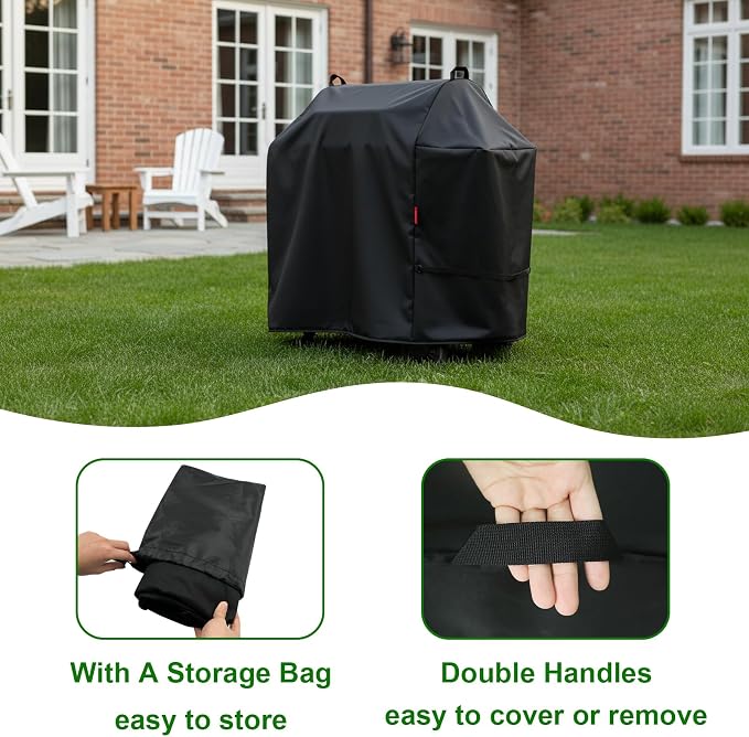Outdoor Grill Cover Fits Weber Searwood 600 Pellet Smoker Grill,Heavy Duty Waterproof 600D BBQ Cover for Outside,UV Resistant with Storage Bag & Windproof Straps 40.5" W X 25" D X 42" H
