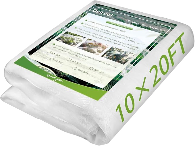 Garden Netting & Plant Netting, 10'x20' Fine Mesh Plant Protection Barrier, Garden Net Covers for Raised Beds, Mesh Fencing & Tree Net Bags, Protect Vegetables, Fruits, Plants & Flowers