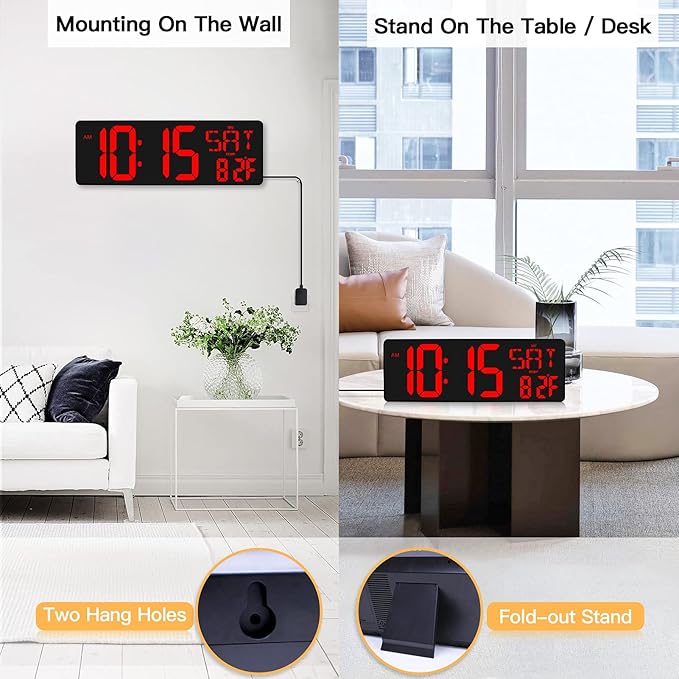 XREXS Large Digital Wall Clock