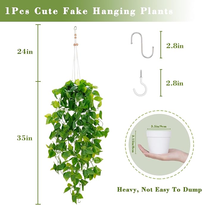 BLEUM CADE 1pcs Fake Hanging Plants Kit