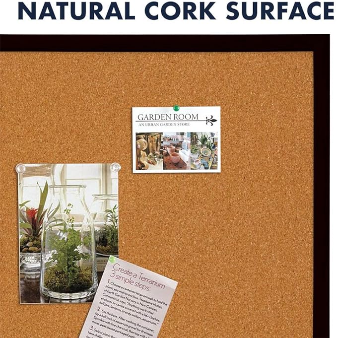 Quartet Cork Bulletin Board, Framed Corkboard, Message Board, Vision Board