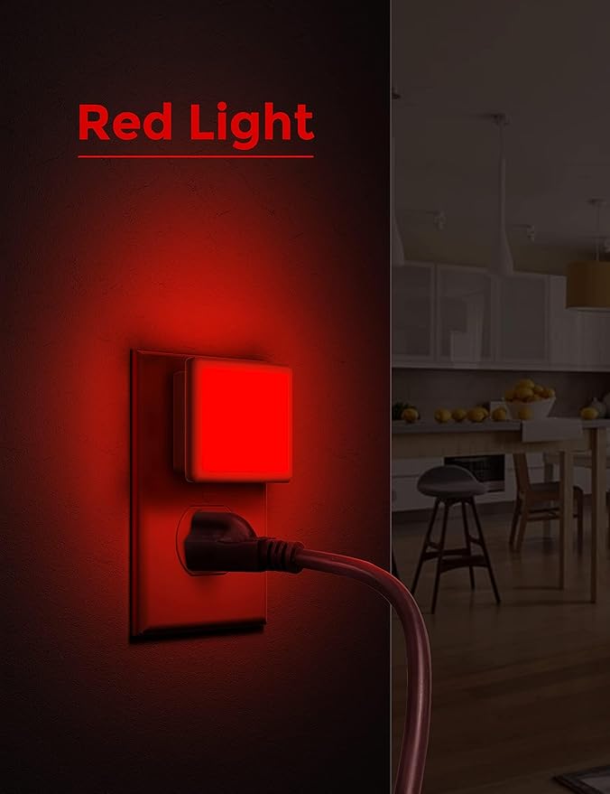 L LOHAS LED Red Night Lights Plug into Wall 2-Pack, 0.3W Plug in Night Light
